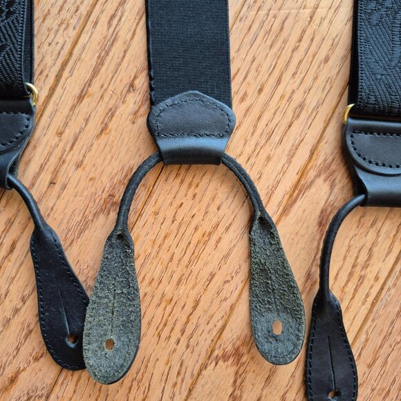 L'Aiglon France Elastic Black Floral Garden Embossed suspenders CAS Germany - Picture 7 of 15